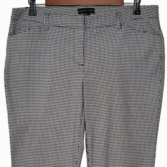 Adrienne Vittadini Black & White Plaid Slim Fit Stretch Cropped Pants Size 10 - Picture 3 of 8